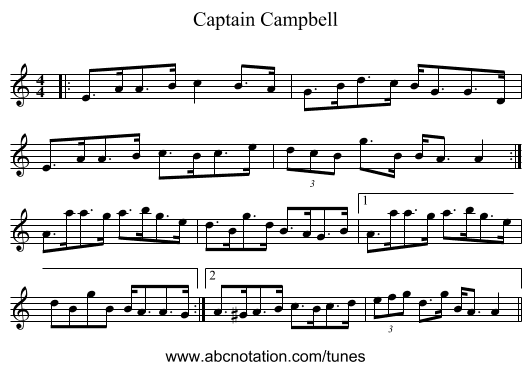 Captain Campbell - staff notation