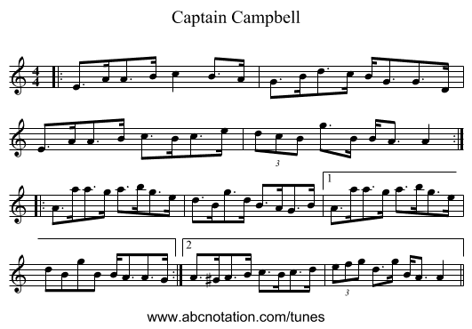 Captain Campbell - staff notation