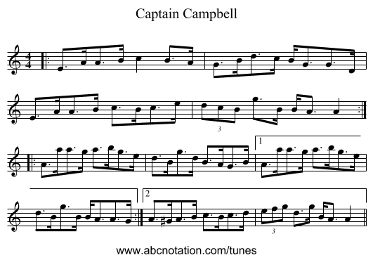 Captain Campbell - staff notation