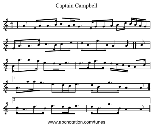 Captain Campbell - staff notation