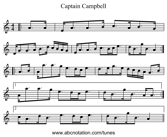 Captain Campbell - staff notation