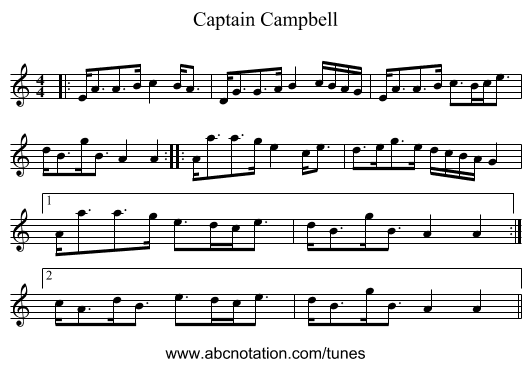 Captain Campbell - staff notation