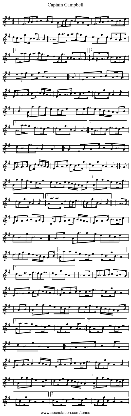 Captain Campbell - staff notation