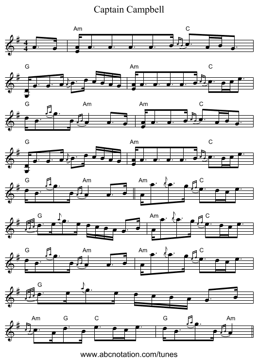 Captain Campbell - staff notation