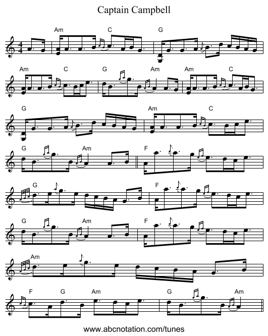 Captain Campbell - staff notation