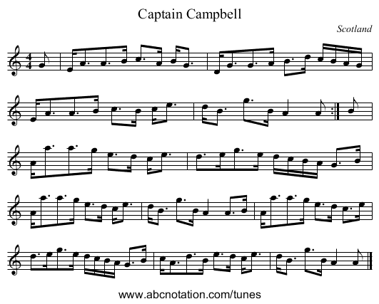 Captain Campbell - staff notation