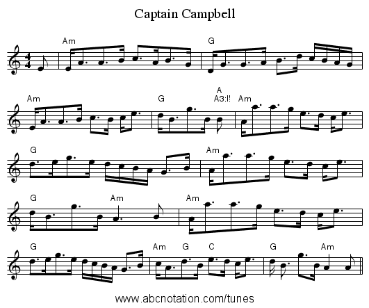 Captain Campbell - staff notation