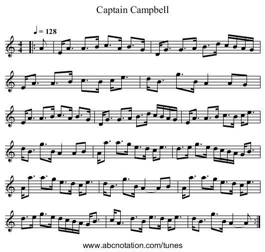Captain Campbell - staff notation