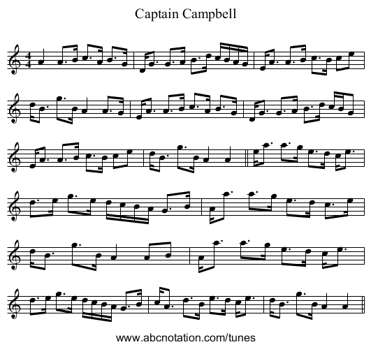 Captain Campbell - staff notation