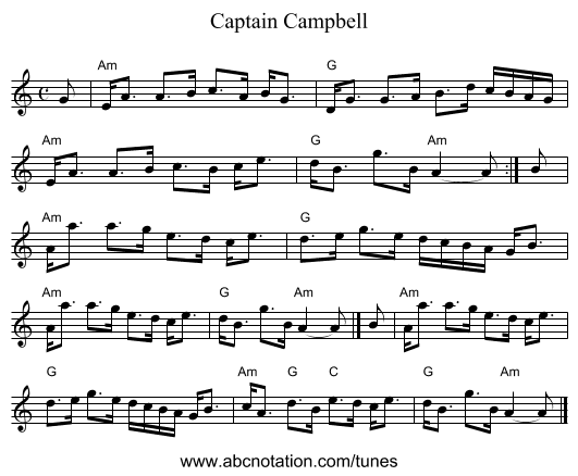 Captain Campbell - staff notation