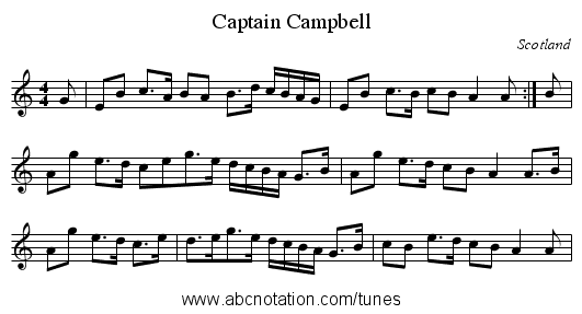 Captain Campbell - staff notation