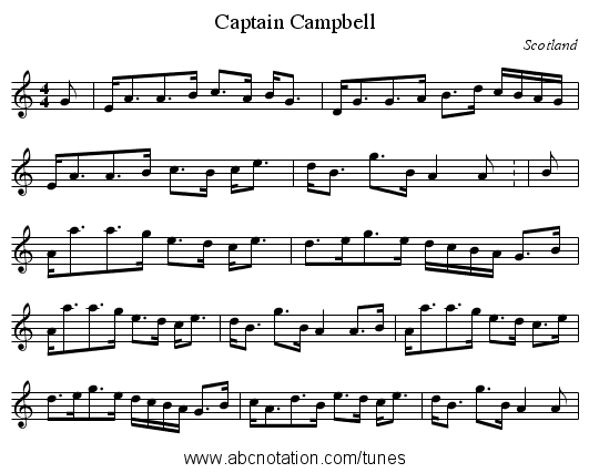 Captain Campbell - staff notation