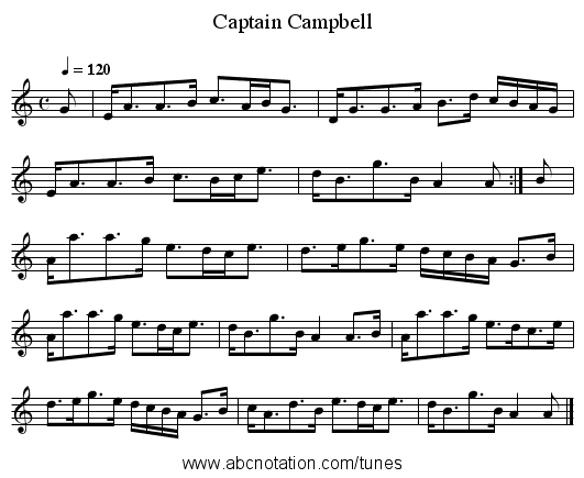 Captain Campbell - staff notation