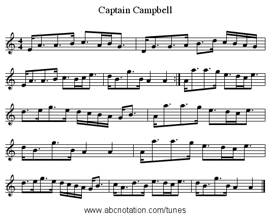 Captain Campbell - staff notation