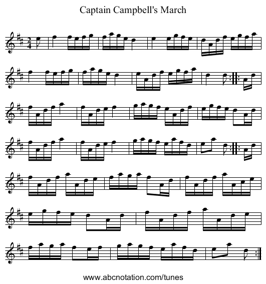 Captain Campbell's March - staff notation