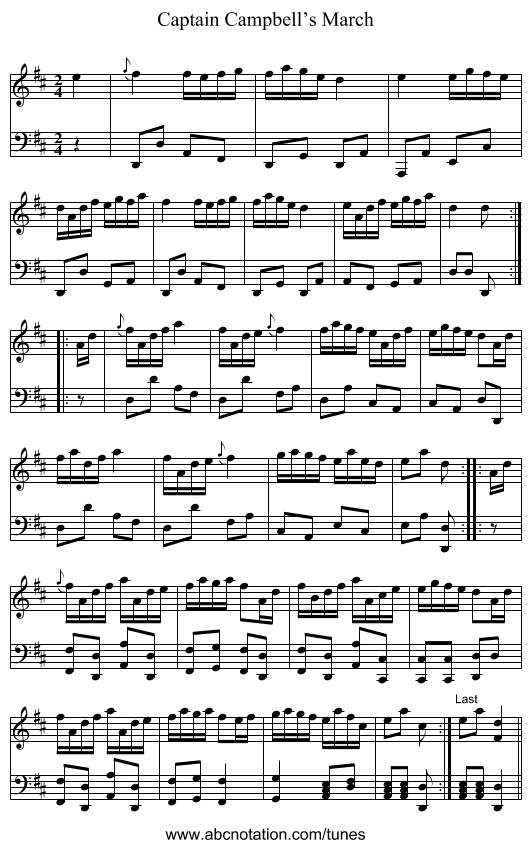 Captain Campbell’s March - staff notation