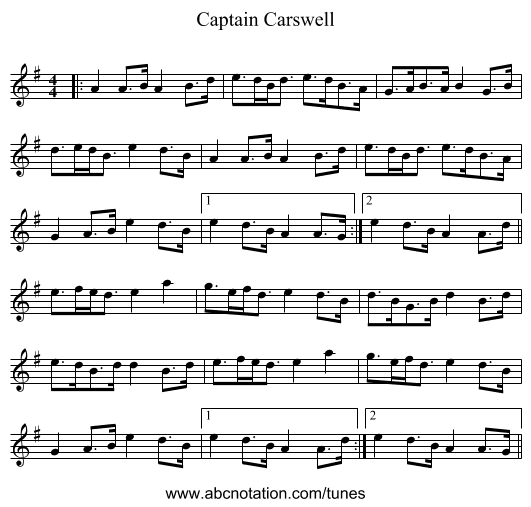 Captain Carswell - staff notation