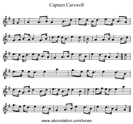 Captain Carswell - staff notation