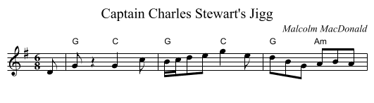 Captain Charles Stewart's Jigg - staff notation
