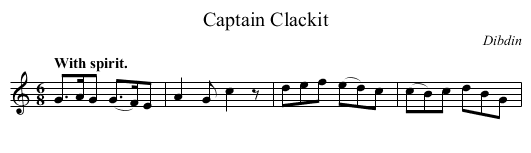 Captain Clackit - staff notation