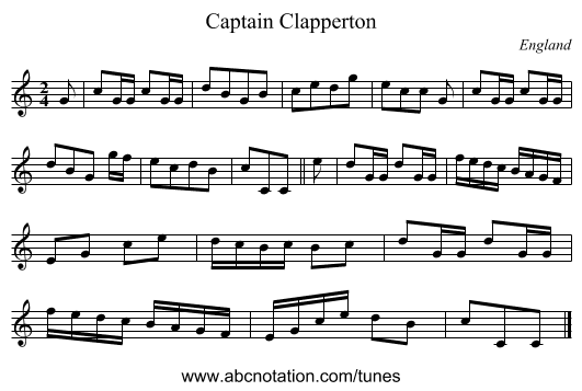 Captain Clapperton - staff notation