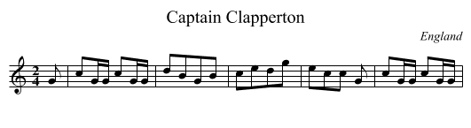 Captain Clapperton - staff notation