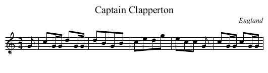 Captain Clapperton - staff notation