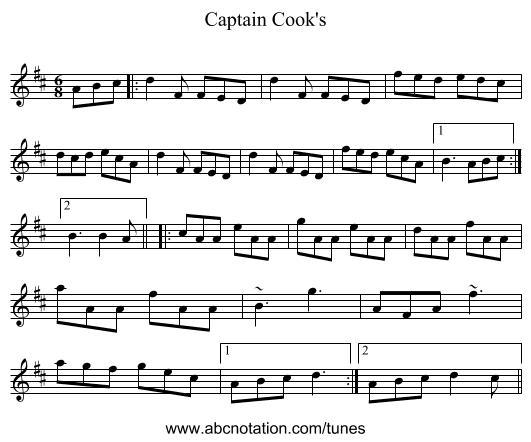 Captain Cook's - staff notation