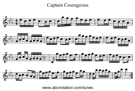 Captain Courageous - staff notation