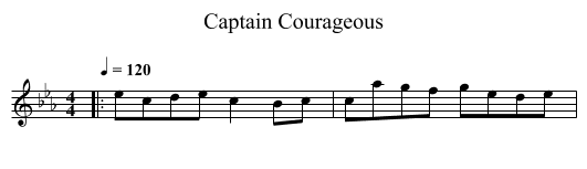 Captain Courageous - staff notation