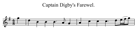 Captain Digby's Farewel. - staff notation