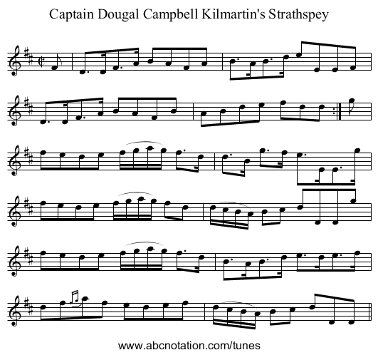 Captain Dougal Campbell Kilmartin's Strathspey - staff notation