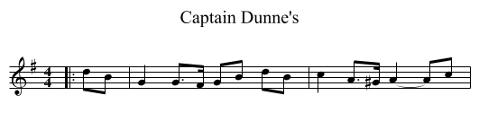 Captain Dunne's - staff notation