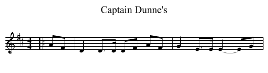 Captain Dunne's - staff notation
