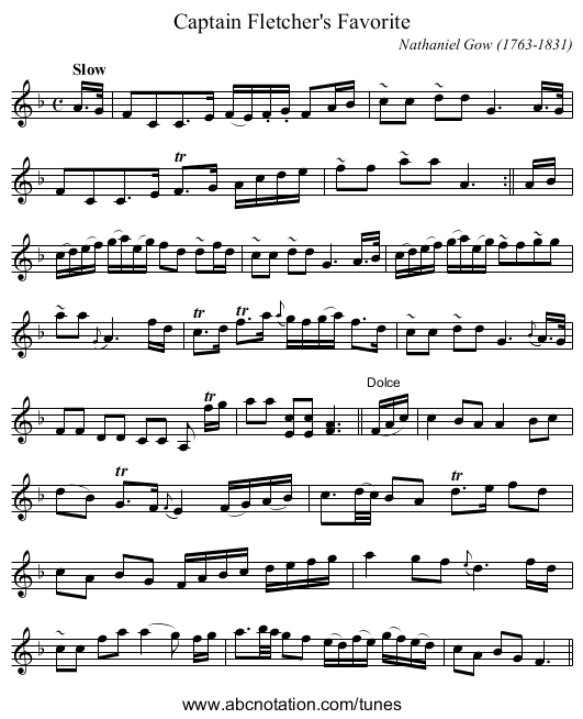 Captain Fletcher's Favorite - staff notation