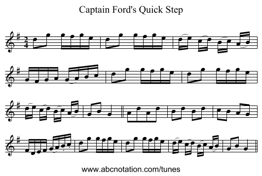 Captain Ford's Quick Step - staff notation