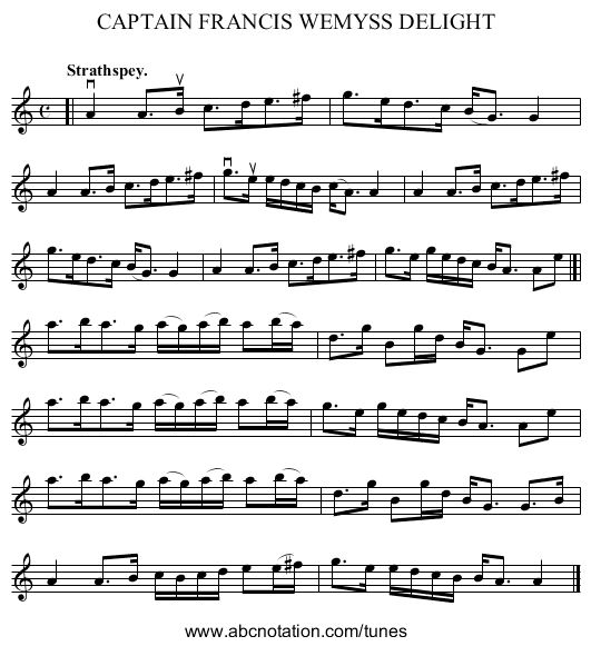 CAPTAIN FRANCIS WEMYSS DELIGHT - staff notation