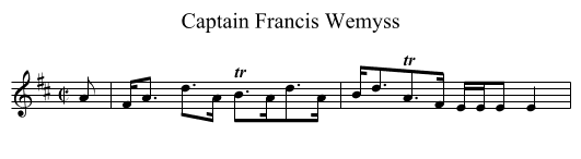 Captain Francis Wemyss - staff notation