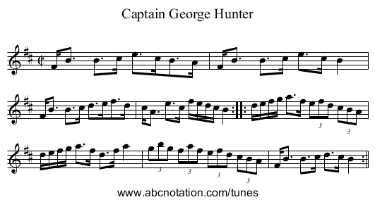 Captain George Hunter - staff notation