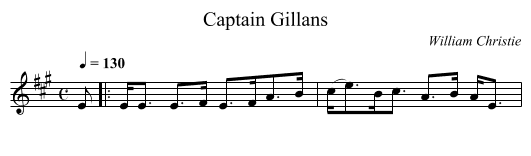 Captain Gillans - staff notation