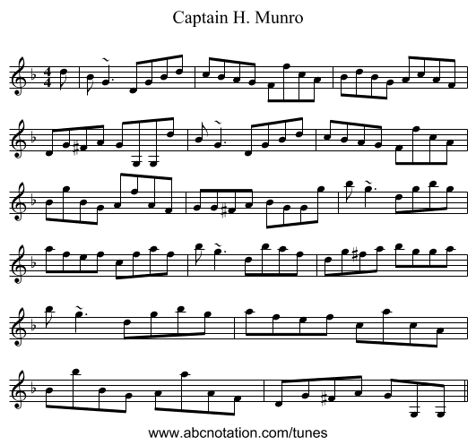 Captain H. Munro - staff notation