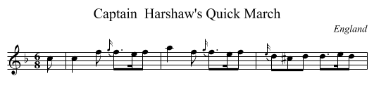 Captain  Harshaw's Quick March - staff notation