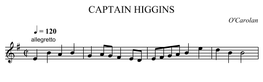 CAPTAIN HIGGINS - staff notation