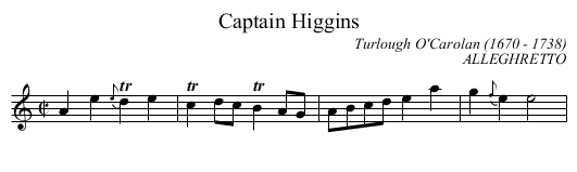 Captain Higgins - staff notation