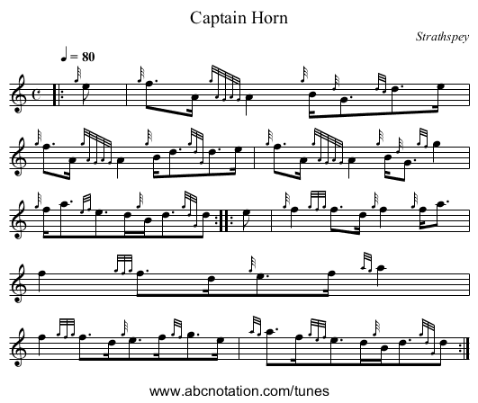 Captain Horn - staff notation