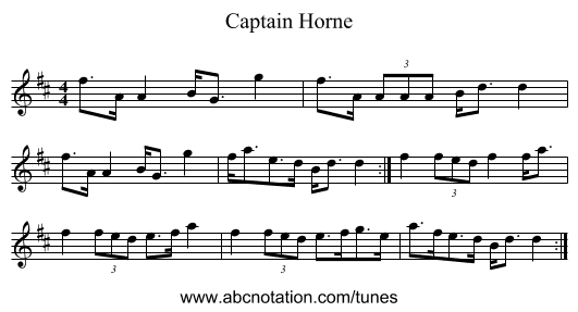 Captain Horne - staff notation