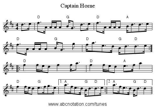 Captain Horne - staff notation