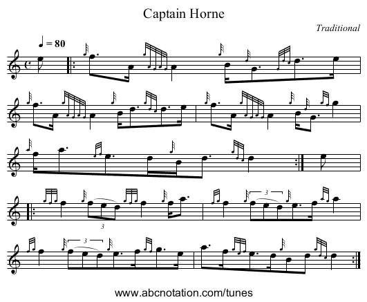 Captain Horne - staff notation