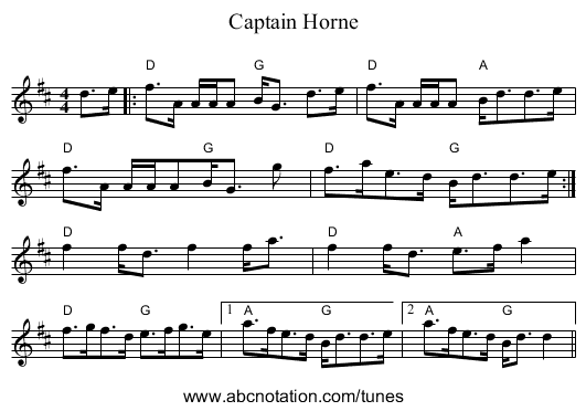 Captain Horne - staff notation
