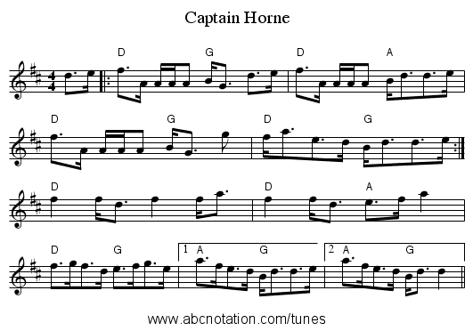 Captain Horne - staff notation